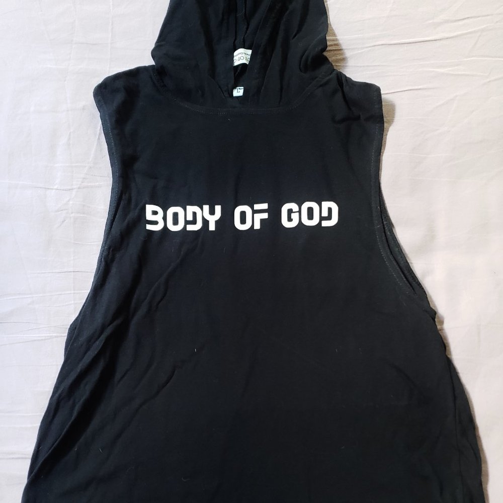 New BODY OF GOD Hooded Muscle Tee Tank Top.